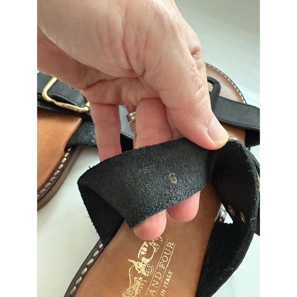 Coach and Four Black Leather Strap Sandals Gold Buckle Made in Italy Size 6‎ - Picture 5 of 5